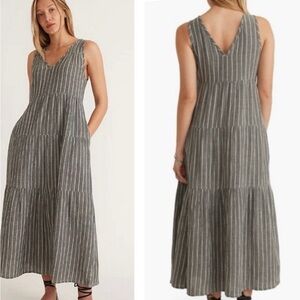 Marine Layer Corinne Maxi Dress Black White Stripe XS